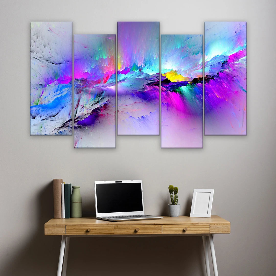 5 Piece Equal Size Staggered Canvas Wall Art