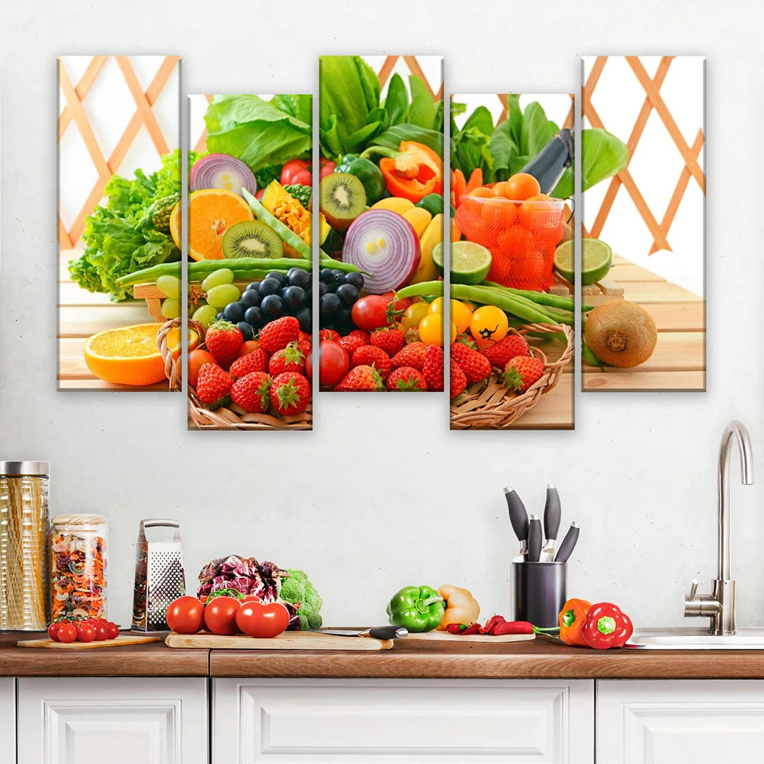 5 Piece Equal Size Staggered Canvas Wall Art