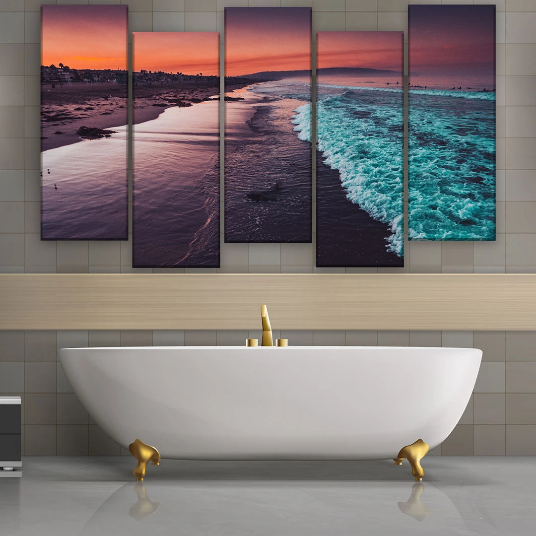5 Piece Equal Size Staggered Canvas Wall Art