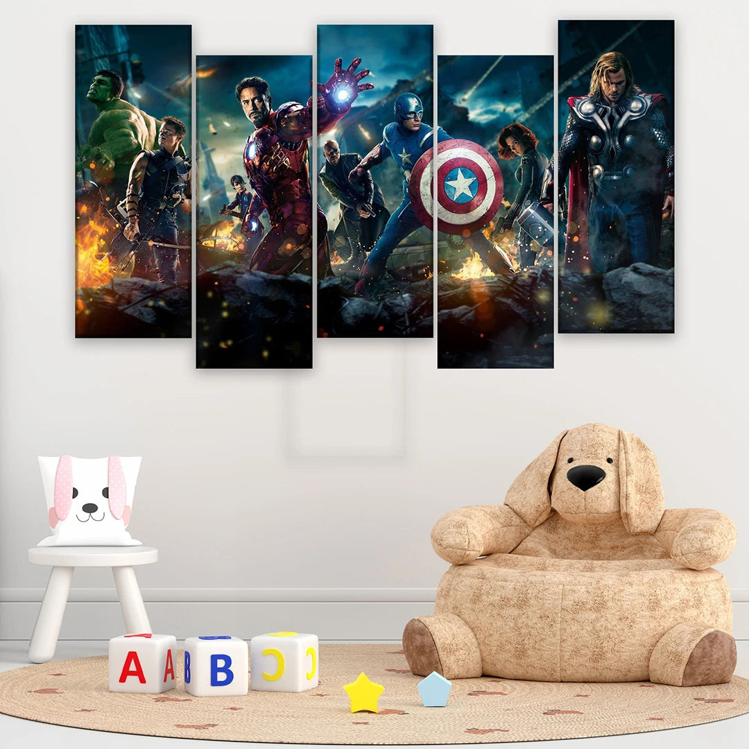 5 Piece Equal Size Staggered Canvas Wall Art